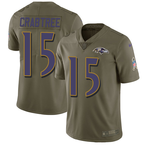 Nike Ravens #15 Michael Crabtree Olive Men's Stitched NFL Limited Salute To Service Jersey